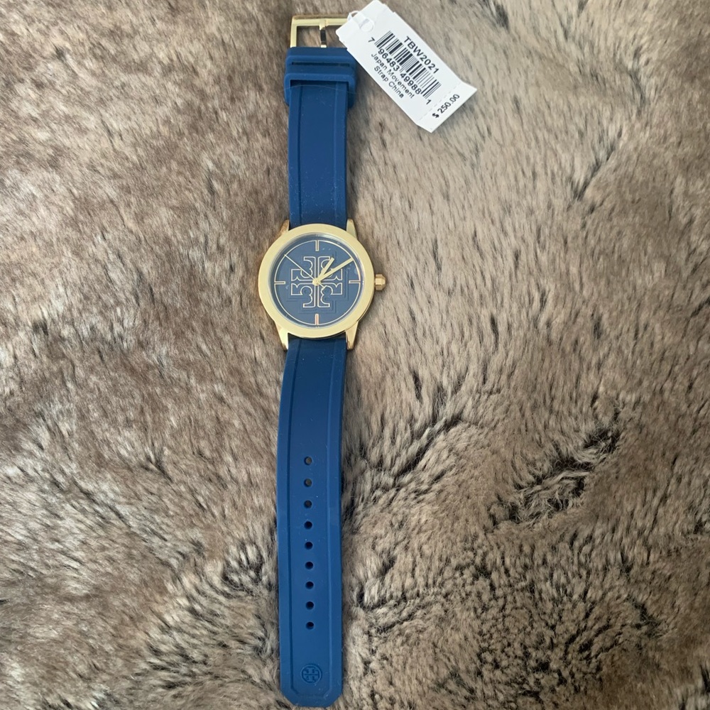 NEW! Gold and navy silicone Tory Burch Watch